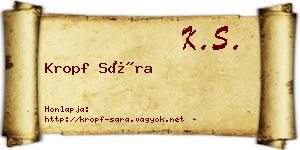Kropf Sára névjegykártya