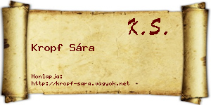 Kropf Sára névjegykártya