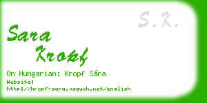 sara kropf business card